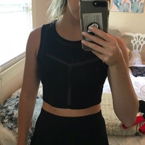 Black, semi sheer crop top